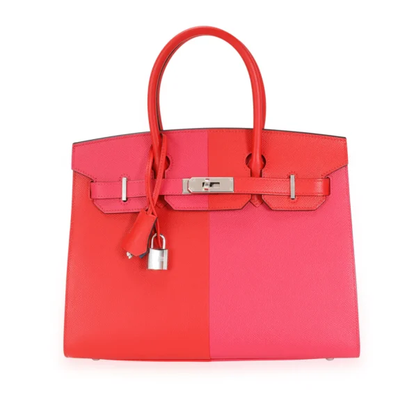 HERMES Epsom Casaque Birkin Sellier 30 Rouge Coeur Rose Extreme Bleu Zanzibar