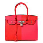 HERMES  Epsom Casaque Birkin Sellier 30 Rouge Coeur Rose Extreme Bleu Zanzibar