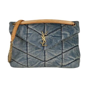 Saint Laurent Women's Blue Loulou Toy Puffer Denim Shoulder Bag